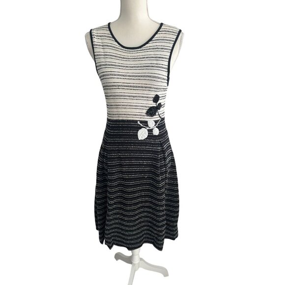 CAROLINA HERRERA Colorblock Knit Floral A Line Dress Size Medium - Picture 4 of 11